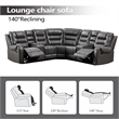 Pemberly Row PU Leather Gray Sectional Sofa L-Shaped Reclining