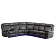 Pemberly Row Power Reclining Sectional Sofa PU Leather L-Shaped Sofa -Grey