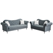 Pemberley Row Velvet Dark Grey Sofa and Loveseat Set Tufted 88.6