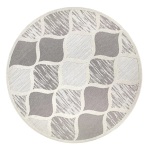 Pemberly Row Modern Quatrefoil Indoor Outdoor Area Rug Round 5'3&quot