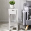 Pemberly Row Solid Wood End Table with Drawer and AC/USB Outlet in Gray