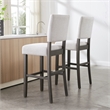 Pemberly Row Wood Upholstered Back Bar Stool Set in Gray Washed Blackbean