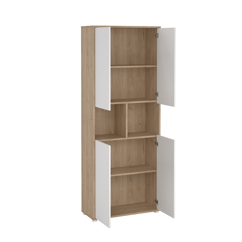 Pemberly Row Set of 2 Home Computer Office Desk & 6-Shelf Bookcase
