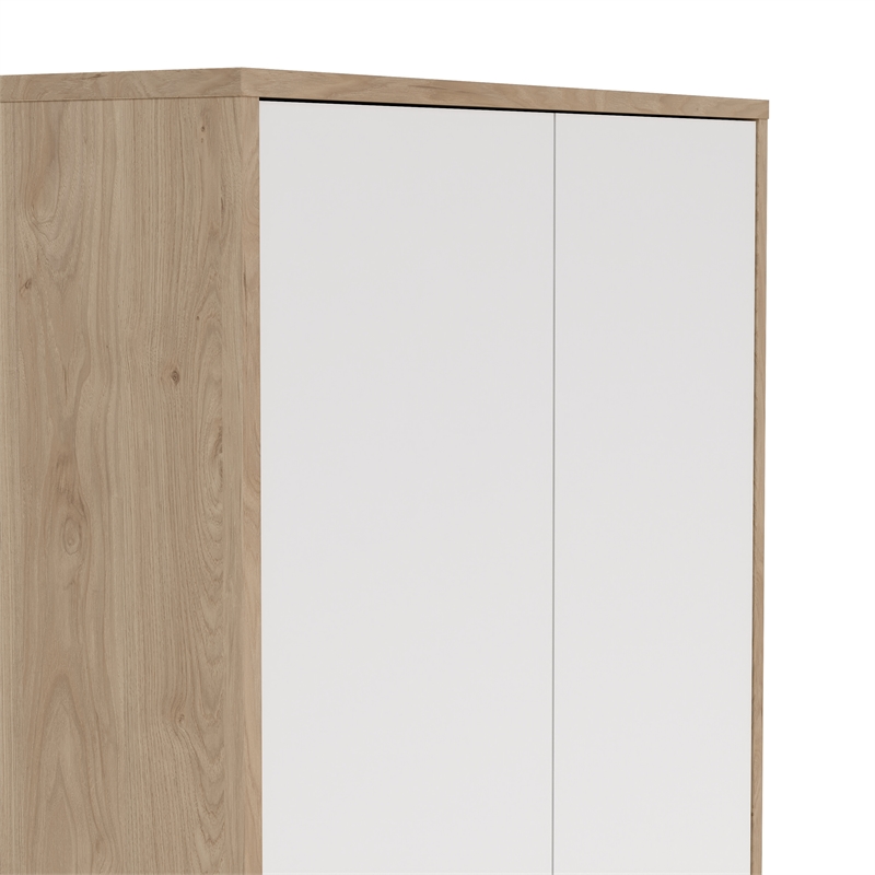 Pemberly Row Set of 2 Desk with 5-Drawers & 6-Shelf Bookcase with Doors