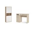 Pemberly Row Set of 2 Desk with 5-Drawers & 6-Shelf Bookcase with Doors