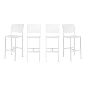 Pemberly Row 44&quot Aluminum Outdoor Bar Stools in White (Set of 4)