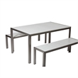 Pemberly Row 3-piece Aluminum Frame Patio Dining Set in White