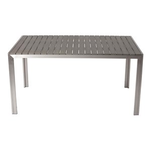 Pemberly Row 59&quot Modern Aluminum Frame Patio Dining Table in Gray
