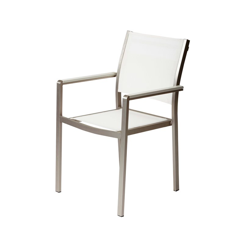 Pemberly Row Aluminum Patio Dining Char in Gray/White (Set of 6)