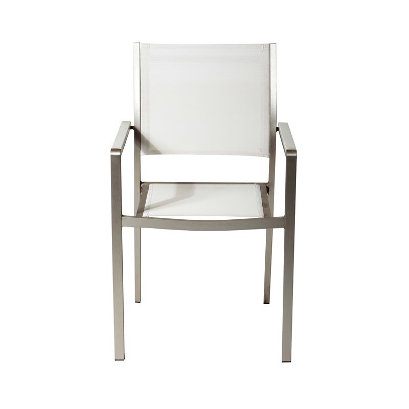 Pemberly Row Aluminum Patio Dining Char in Gray/White (Set of 6)