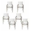 Pemberly Row Aluminum Patio Dining Char in Gray/White (Set of 6)