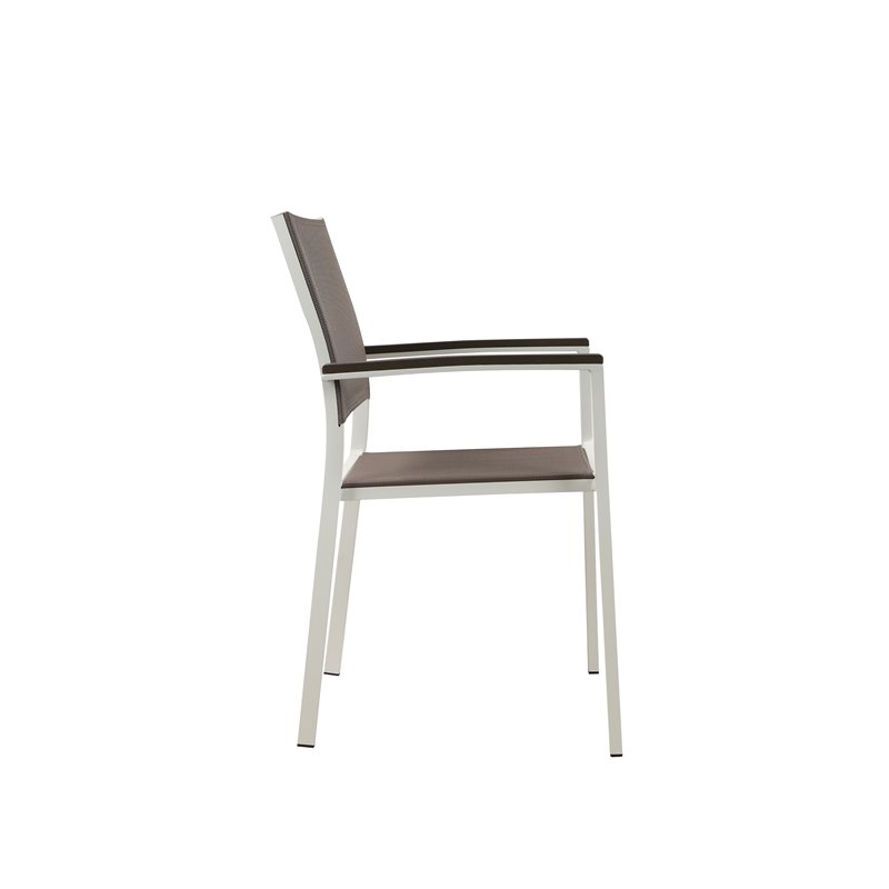 Pemberly Row Aluminum Patio Dining Char in White/Gray (Set of 6)
