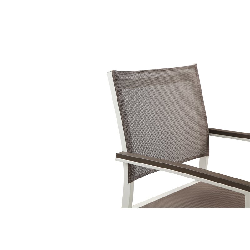 Pemberly Row Aluminum Patio Dining Char in White/Gray (Set of 6)