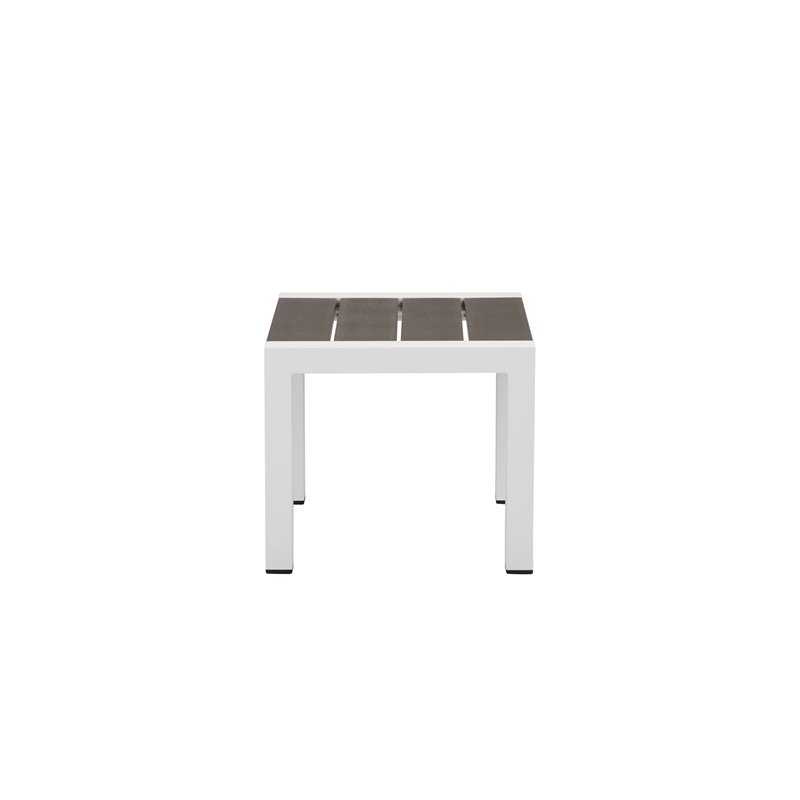Pemberly Row Modern Aluminum Frame Patio Side Table in White/Gray