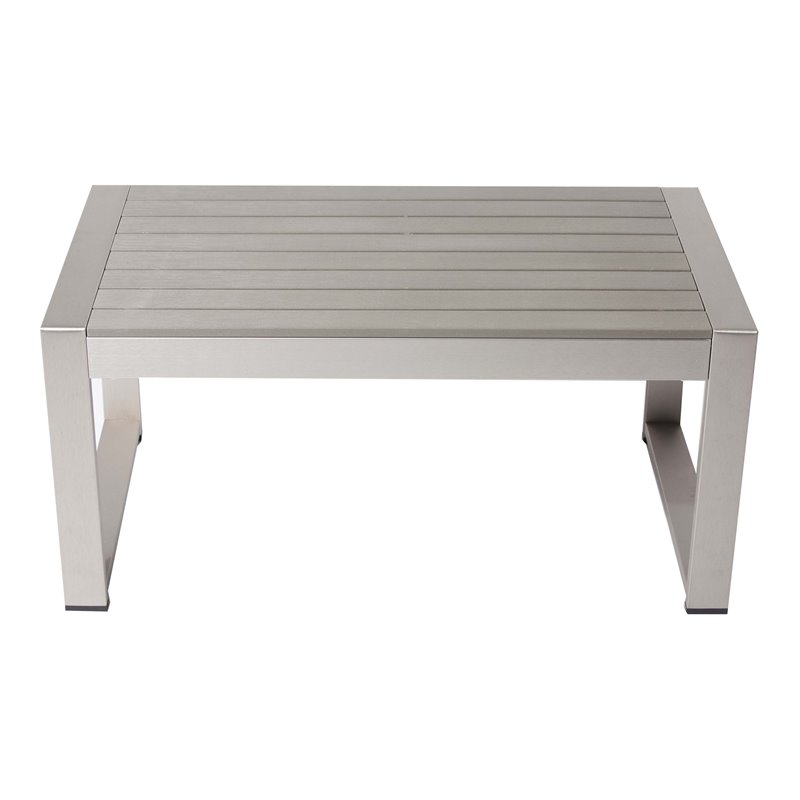 Pemberly Row Aluminum Frame Outdoor Coffee Table in Gray Taupe