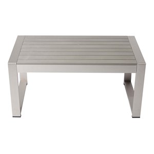 Pemberly Row Aluminum Frame Outdoor Coffee Table in Gray Taupe
