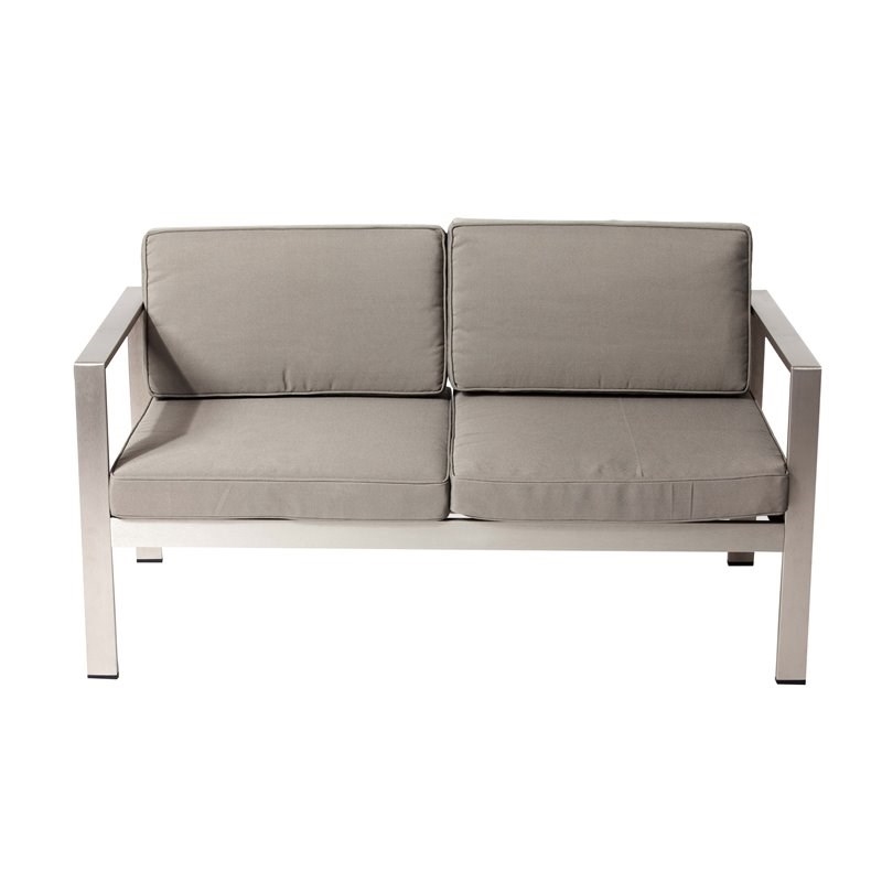 Pemberly Row 4-piece Aluminum Frame Outdoor Sofa Set in Gray Taupe