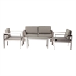 Pemberly Row 4-piece Aluminum Frame Outdoor Sofa Set in Gray Taupe