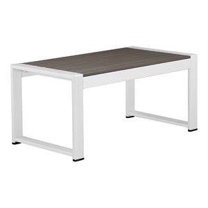 Pemberly Row Aluminum Frame Outdoor Coffee Table in White/Gray