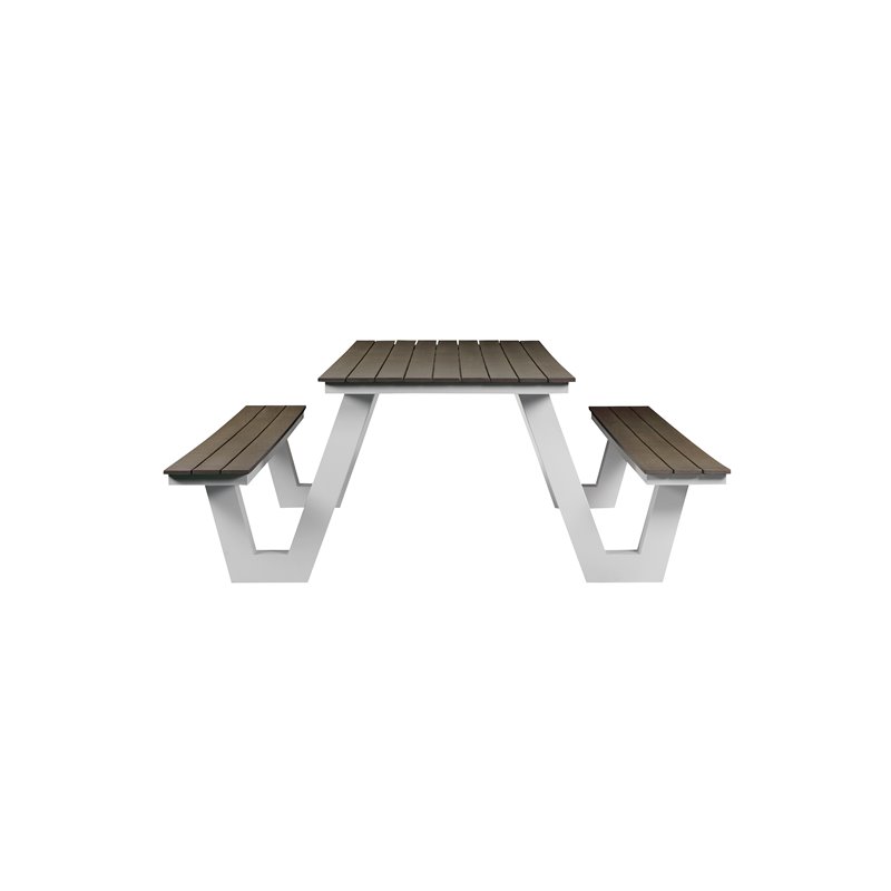 Pemberly Row Modern Aluminum Frame Outdoor Picnic Table in Gray