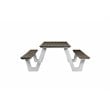 Pemberly Row Modern Aluminum Frame Outdoor Picnic Table in Gray