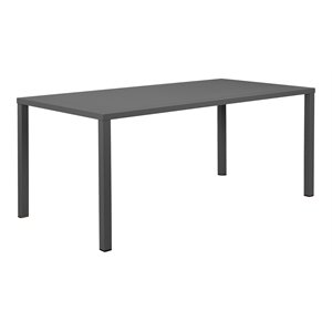 Pemberly Row Modern Aluminum Frame Frame Patio Dining Table in Gray