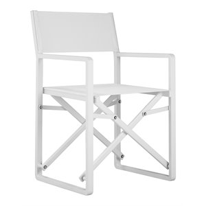 Pemberly Row Aluminum Patio Directors Chairs in White (Set of 2)
