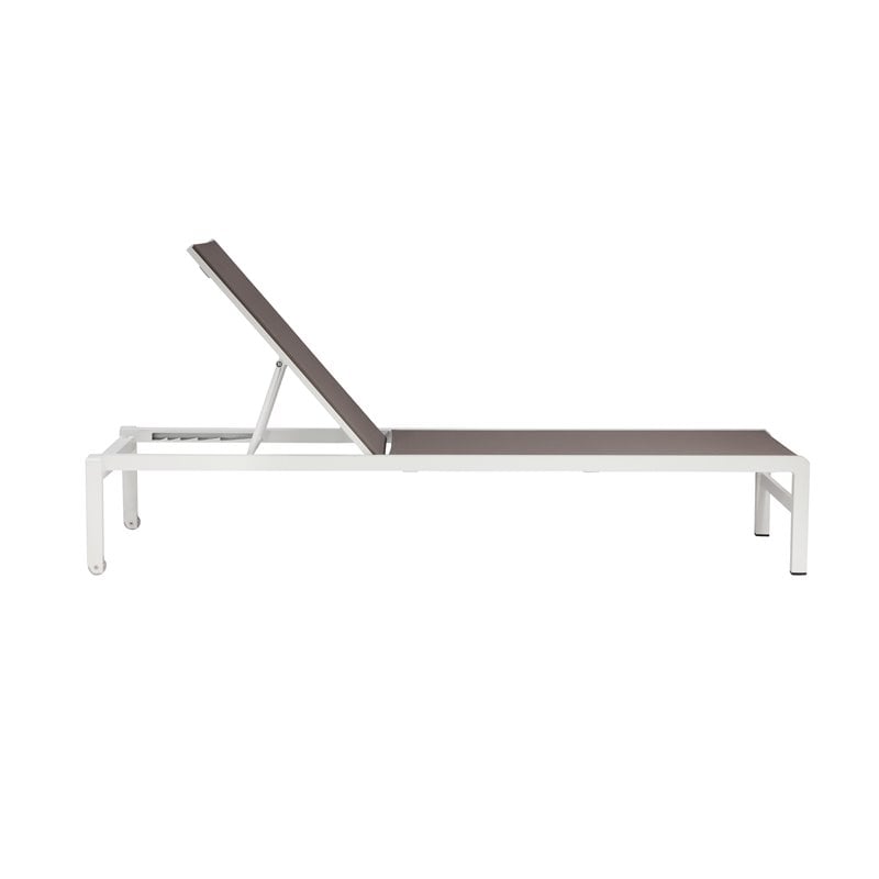 Pemberly Row Modern Aluminum Frame Patio Loungers in Gray (Set of 2)