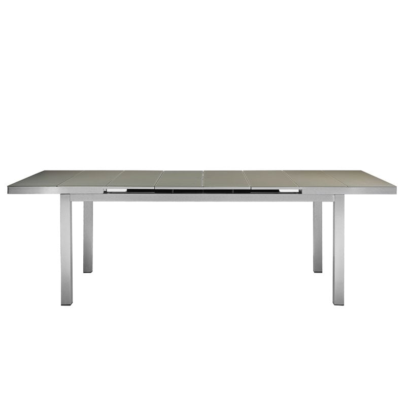 Pemberly Row 7-piece Aluminum Patio Dining Set with Extension Table in Gray
