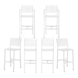 Pemberly Row 44&quot Aluminum Outdoor Bar Stools in White (Set of 6)