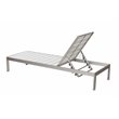Pemberly Row Modern Aluminum Patio Lounger in Gray Frame/White