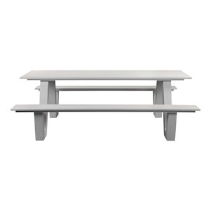 Pemberly Row Contemporary Aluminum Outdoor Picnic Table in White