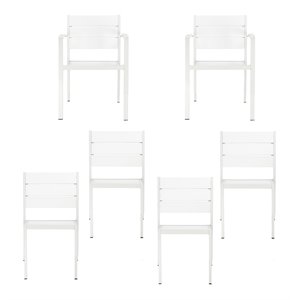 Pemberly Row Contemporary 35&quot Aluminum Dining Chairs in White (Set of 6)