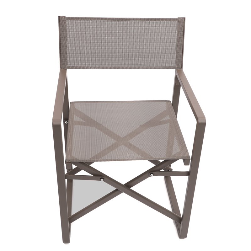 Pemberly Row Aluminum Patio Directors Chairs in Brown Taupe (Set of 2)