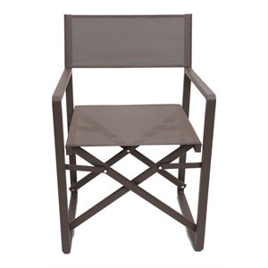Pemberly Row Aluminum Patio Directors Chairs in Brown Taupe (Set of 2)