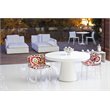 Pemberly Row Gloss Lacquer & Polished Steel Metal Dining Table in White