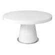 Pemberly Row Gloss Lacquer & Polished Steel Metal Dining Table in White