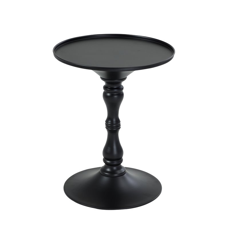Pemberly Row Circle Top Modern Steel Metal Side Table in Black