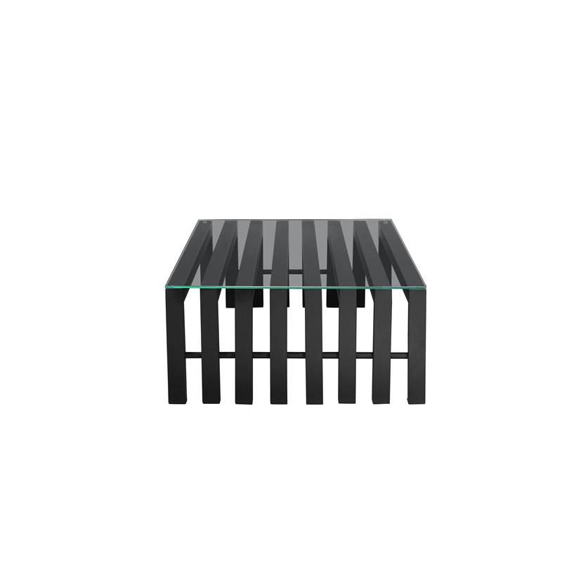 Pemberly Row Contemporary Rectangle Metal Coffee Table in Black