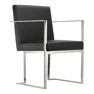 Pemberly Row 18.5&quot Modern Polyurethane & Metal Arm Chair in Black