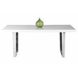 Pemberly Row Gloss Lacquer & Polished Steel Metal Dining Table in White