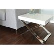 Pemberly Row Gloss Lacquer & High Polished Steel Metal Side Table in White