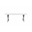 Pemberly Row Gloss Lacquer & Polished Steel Metal Dining Table in White
