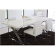 Pemberly Row Gloss Lacquer & Polished Steel Metal Dining Table in White