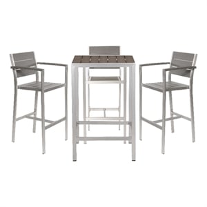 Pemberly Row 5-Piece Modern Aluminum Bar Set with Arms in Gray