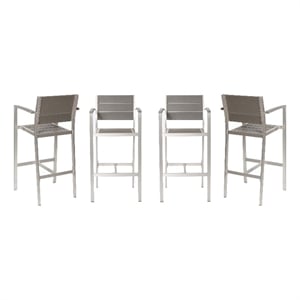 Pemberly Row Contemporary Aluminum Arm Chairs in Gray (Set of 4)