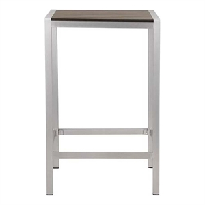 Pemberly Row 43x28&quot Modern Aluminum Small Bar Table in Gray Finish