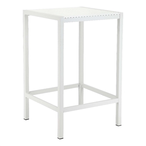 Pemberly Row 43x28&quot Modern Aluminum Small Bar Table in White