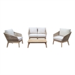 Pemberly Row 4-Piece Modern Acacia Wood Sofa Set in Beige Finish