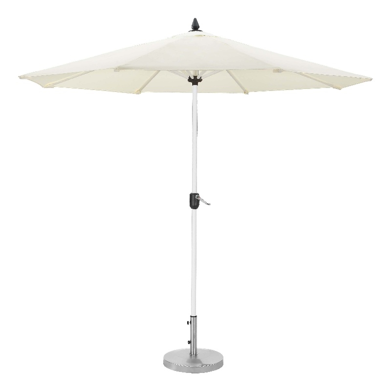 Pemberly Row Modern Aluminum and Fabric Umbrella Set in White Finish